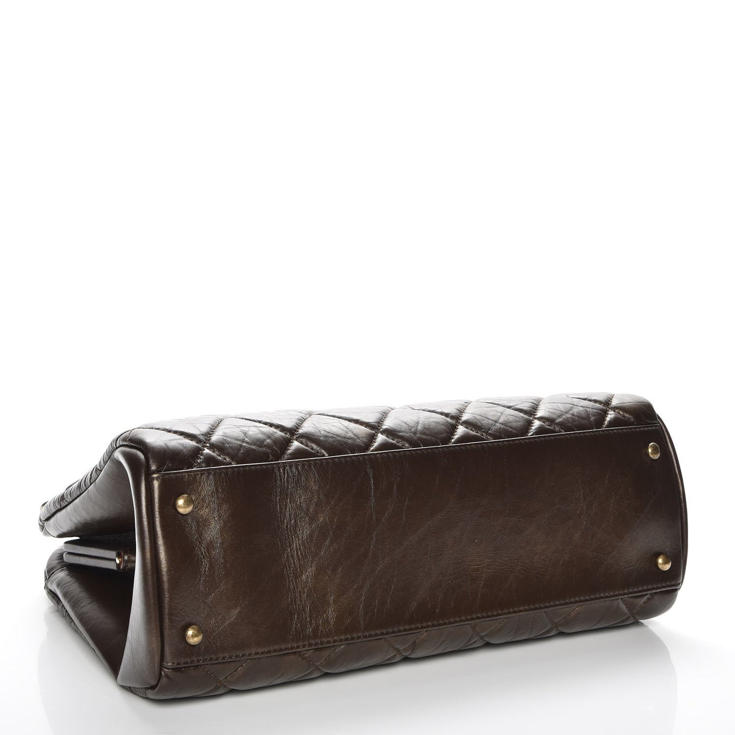 Aged Calfskin Large Just Mademoiselle Bowling Bag Brown
