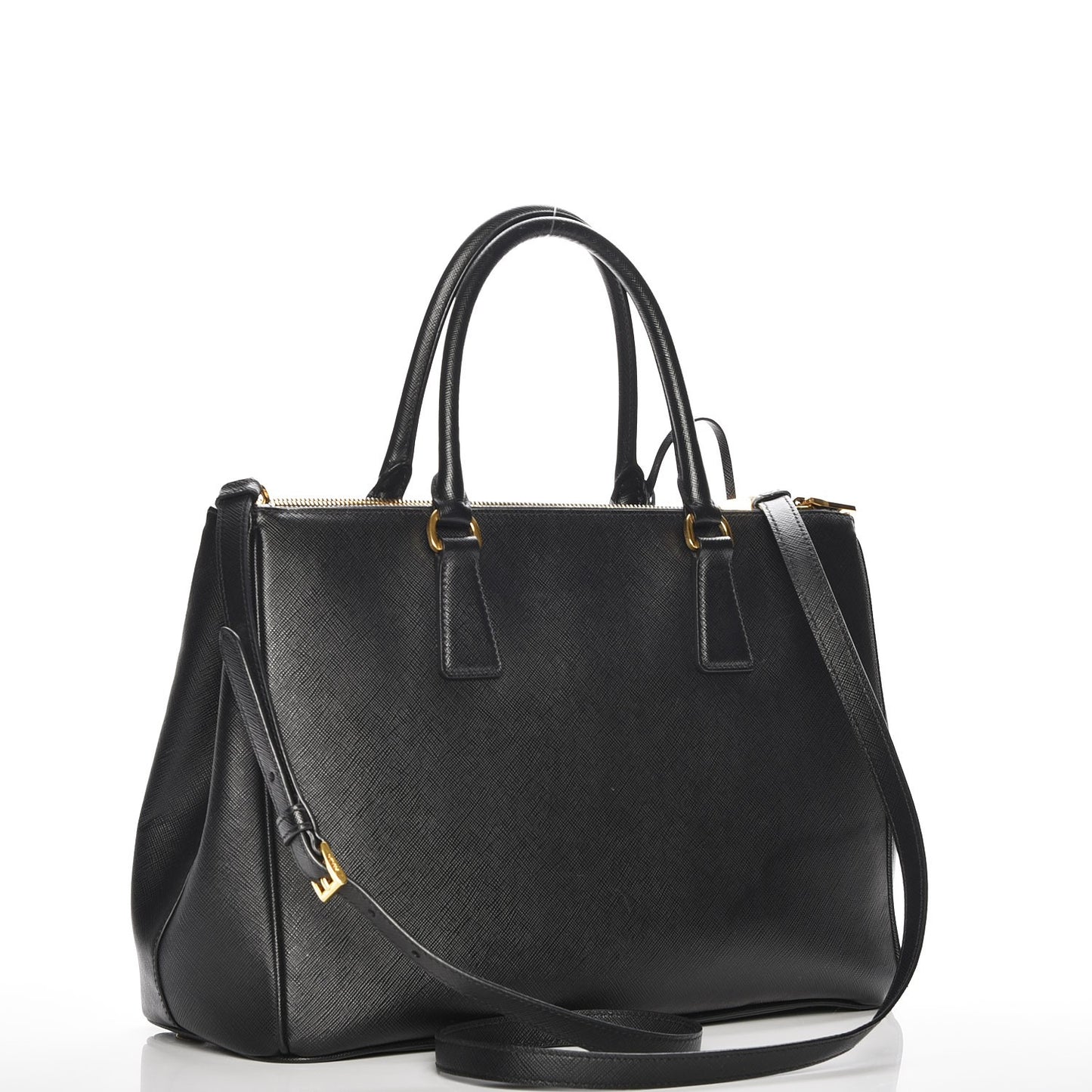 Saffiano Medium Galleria Double Zip Tote Black