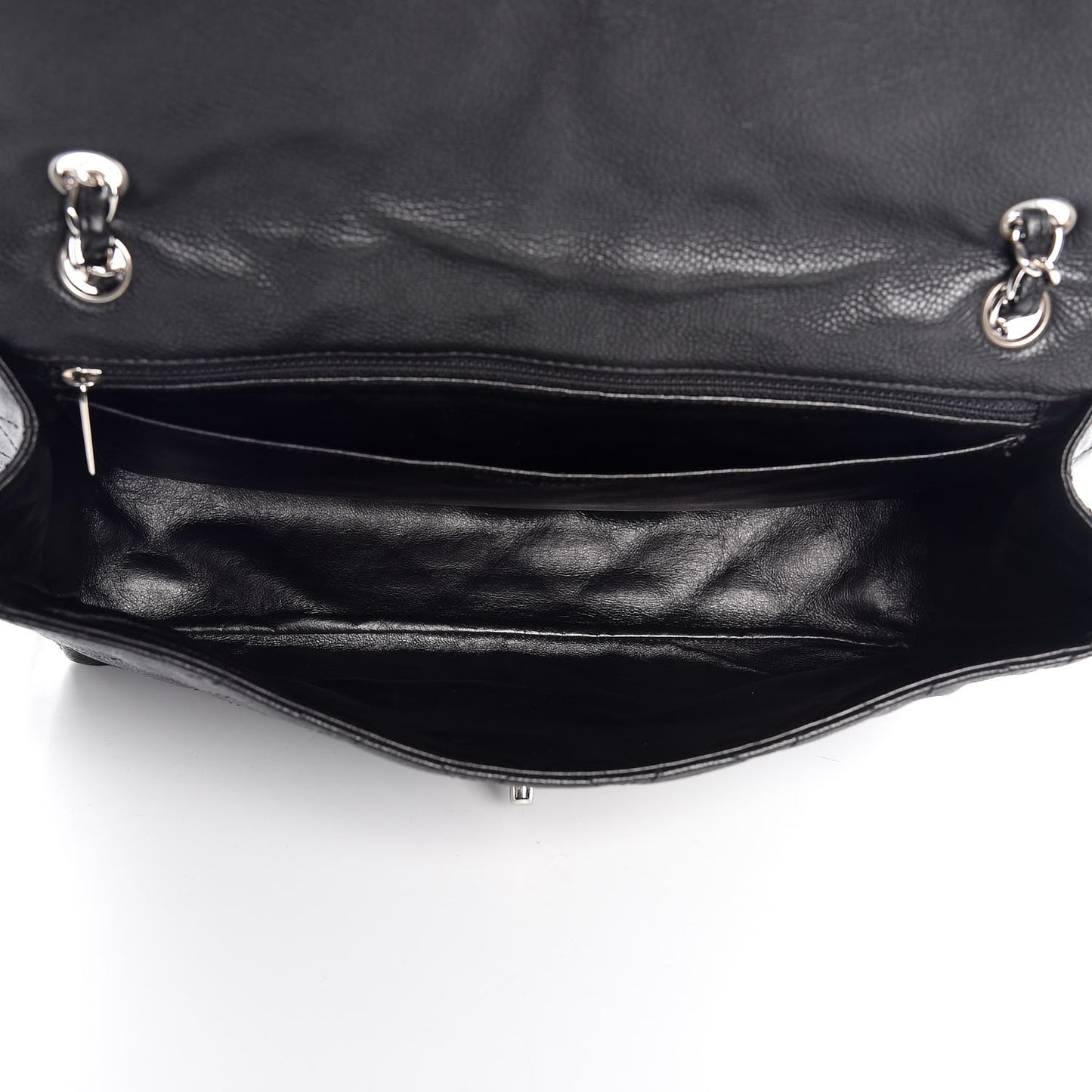 Washed Caviar Quilted Maxi Single Flap Black