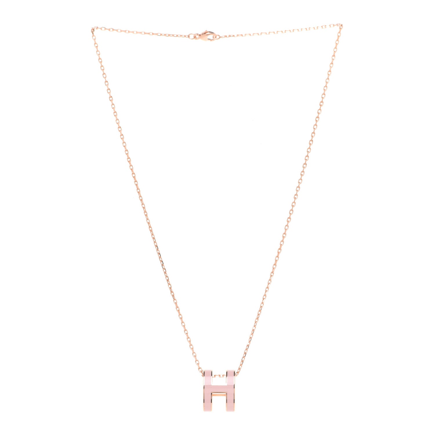 Hermes Lacquered Rose Gold Pop H Pendant Necklace Rose Dragee 3 of 8