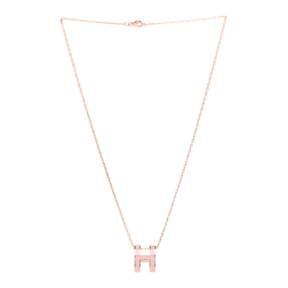 Hermes Lacquered Rose Gold Pop H Pendant Necklace Rose Dragee 3 of 8