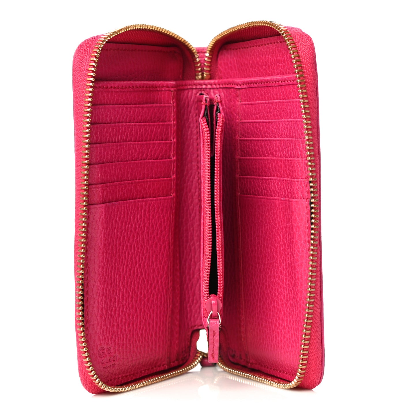 Pebbled Calfskin Zip Around Wallet Pink