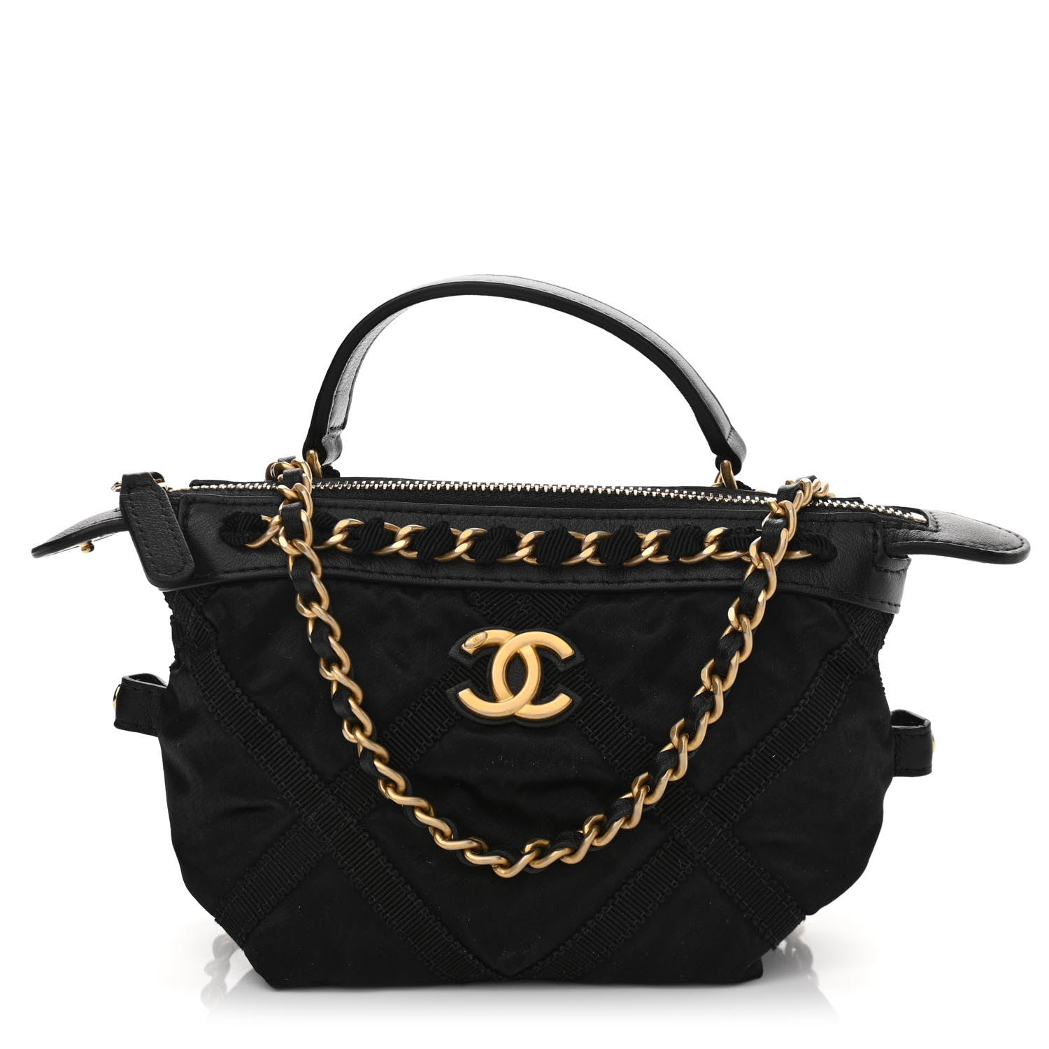 Chanel Nylon Grosgrain Quilted Lifestyle Clutch with Chain Black 1 of 10