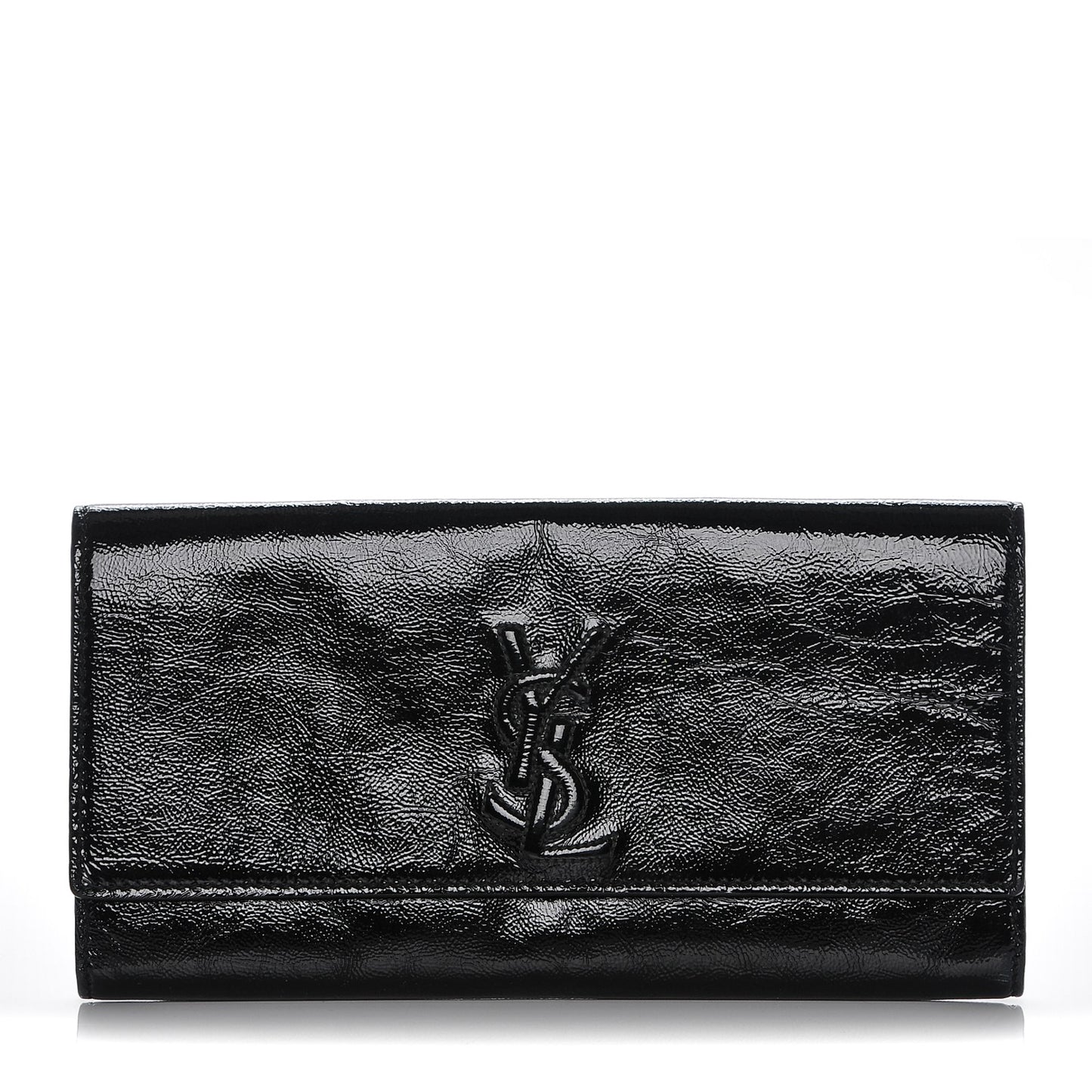 Textured Patent Monogram Small Belle De Jour Clutch Black
