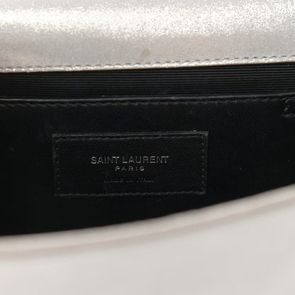 Saint Laurent Metallic Fabric Medium Monogram Kate Satchel Silver 6 of 10