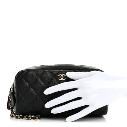 Chanel Caviar Quilted Double Zip Pouch Cosmetic Case Black 2 of 7