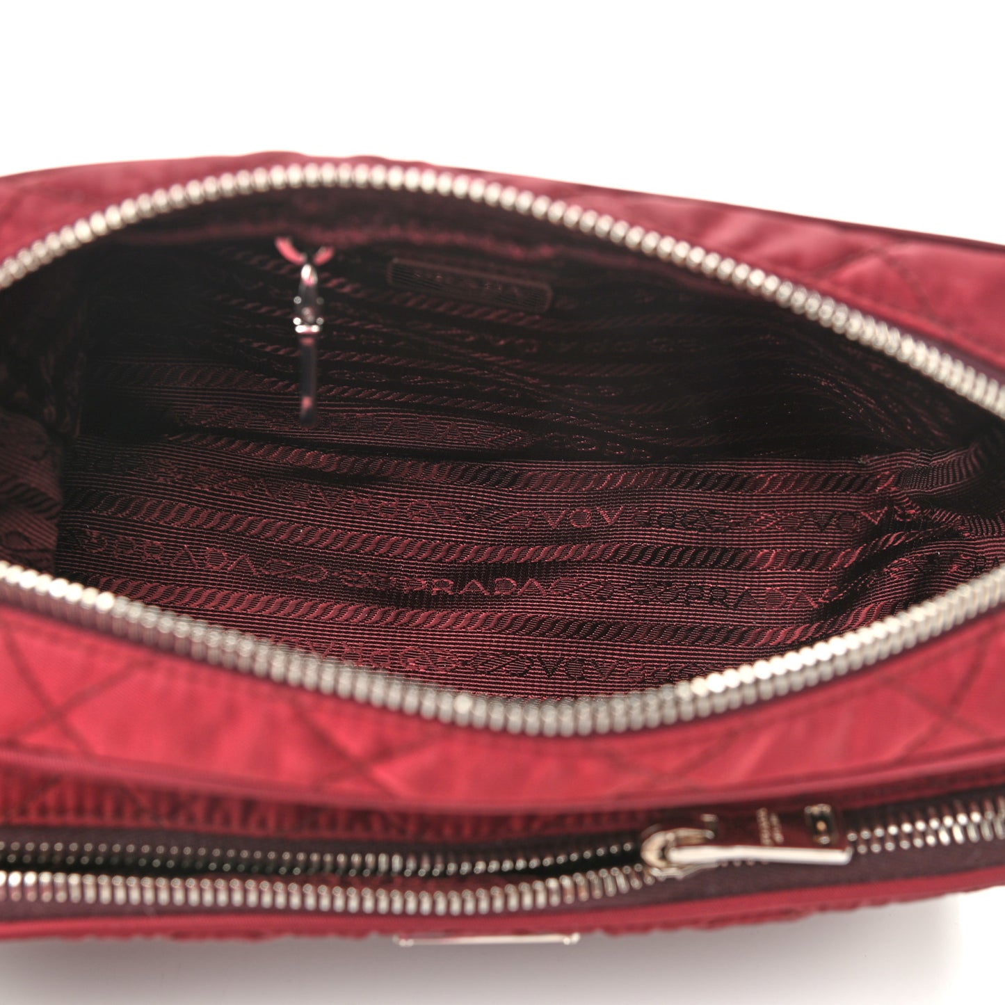 Nylon Tessuto Impuntu Quilted Front Pocket Crossbody Bag Granato