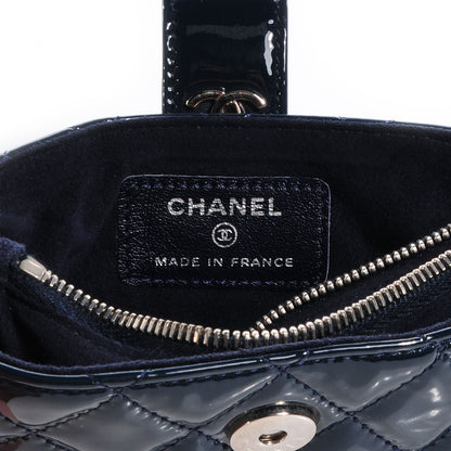 Chanel Patent Quilted Mini Phone Holder Clutch Dark Blue 6 of 8