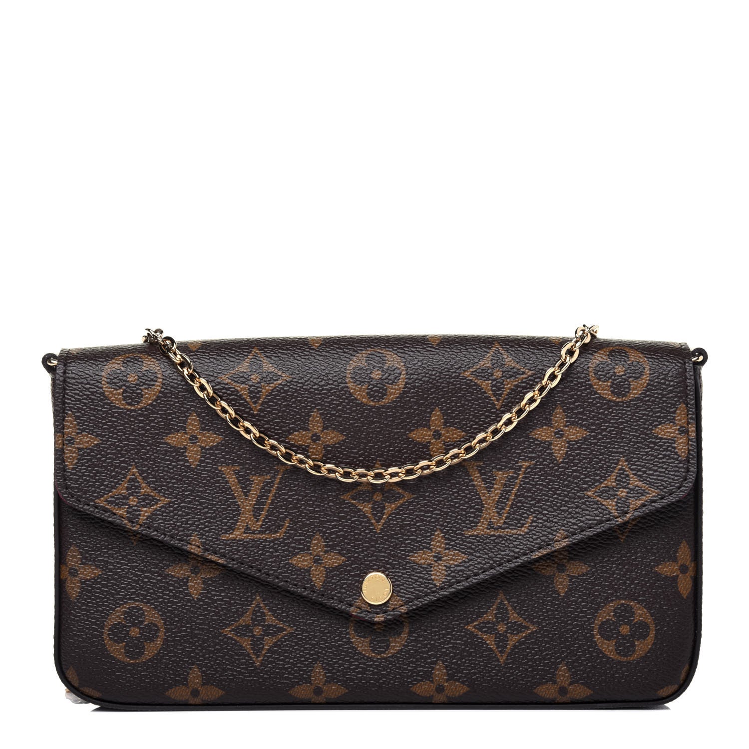 Louis Vuitton Monogram Pochette Felicie Chain Wallet Fuchsia 1 of 11