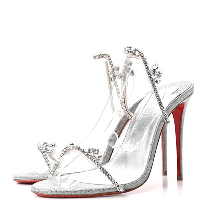 Christian Louboutin PVC Crystal Just Queen 100 Sandals 39 Silver 3 of 9