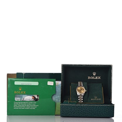 Rolex Stainless Steel 18K Yellow Gold 26mm Oyster Perpetual Datejust Watch Champagne 69173 9 of 9