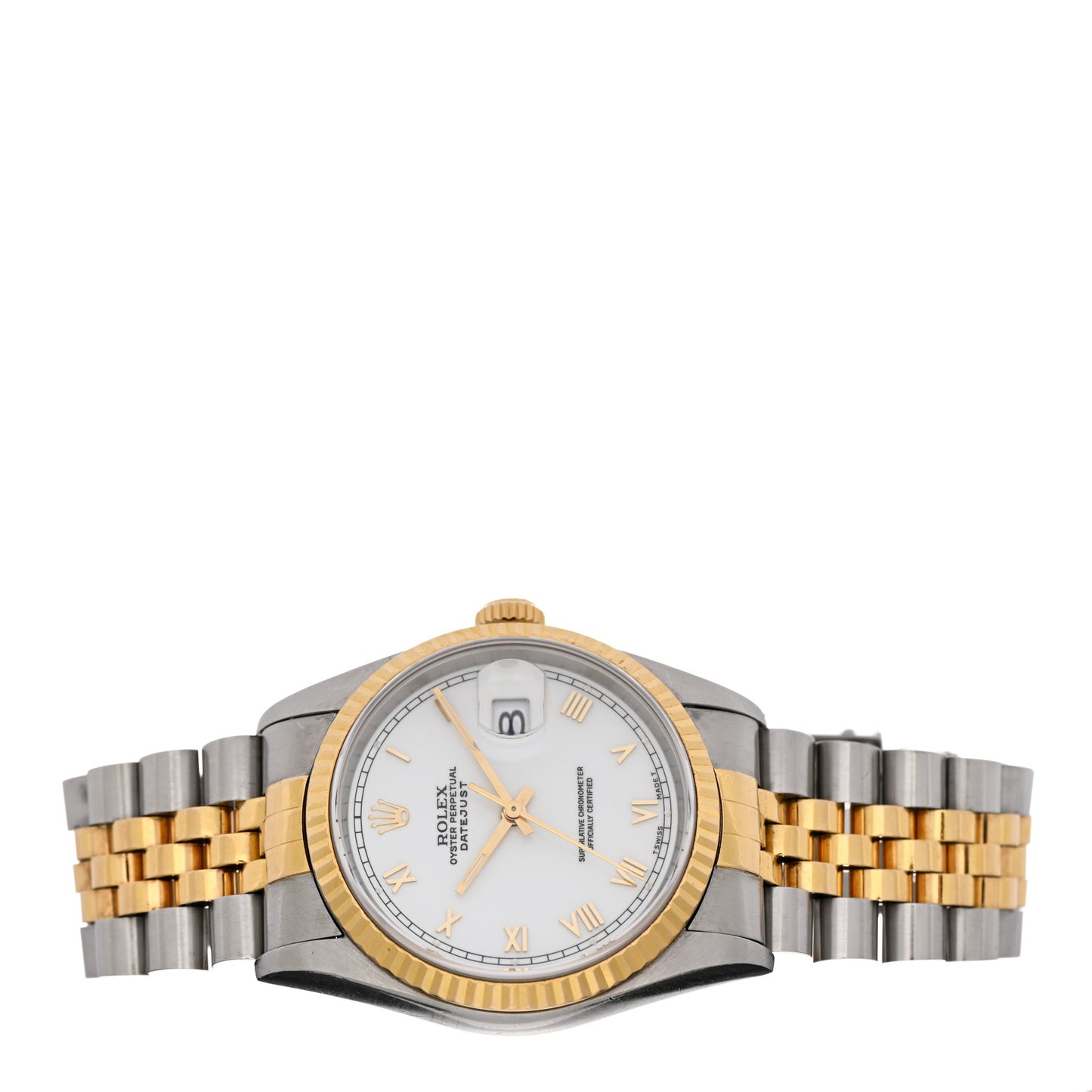Stainless Steel 18K Yellow Gold 36mm Oyster Perpetual Datejust Watch White Roman 16233