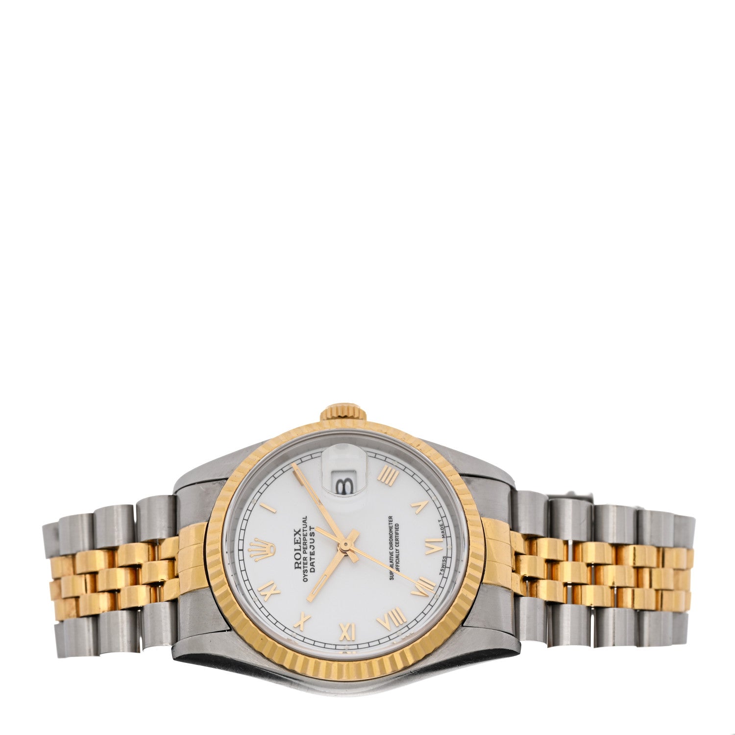 Rolex Stainless Steel 18K Yellow Gold 36mm Oyster Perpetual Datejust Watch White Roman 16233 2 of 4