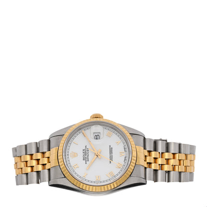 Rolex Stainless Steel 18K Yellow Gold 36mm Oyster Perpetual Datejust Watch White Roman 16233 2 of 4