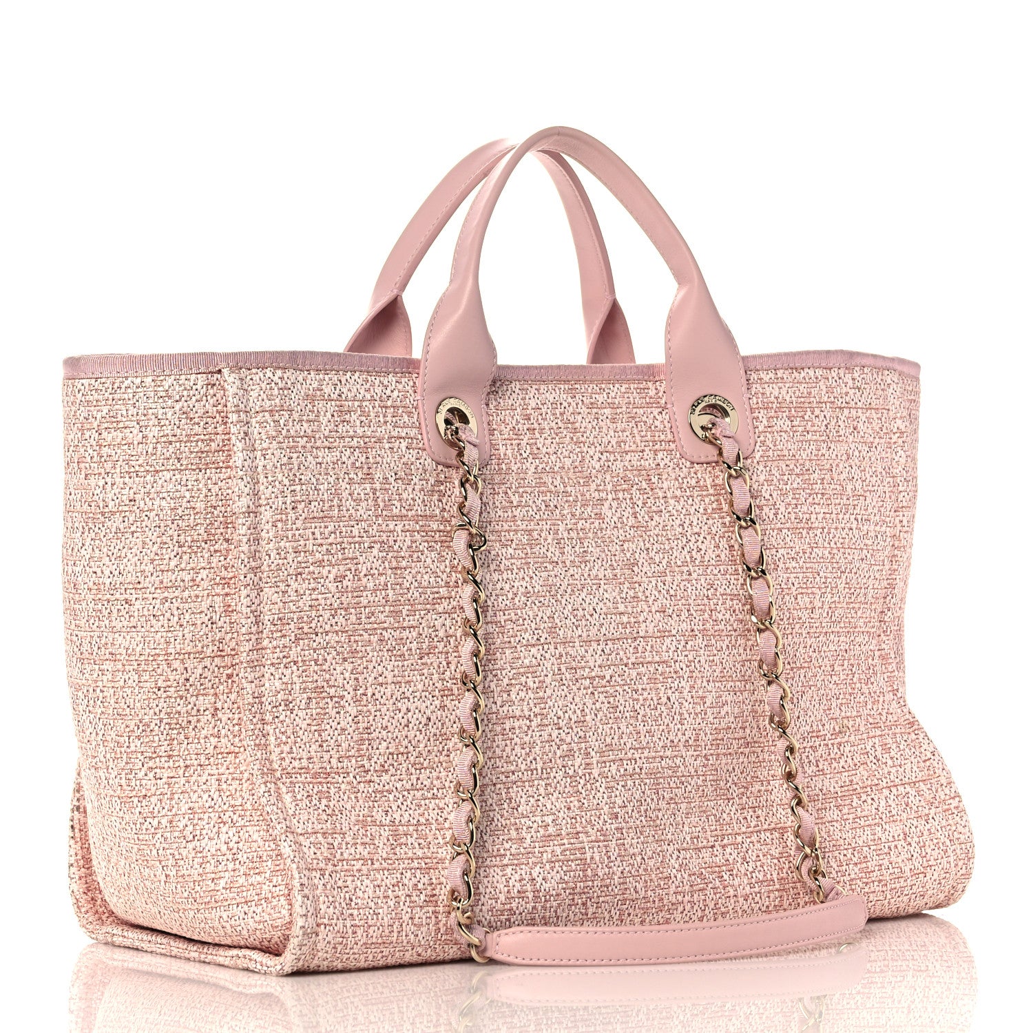 Chanel Lurex Boucle Deauville Medium Tote Pink 3 of 12