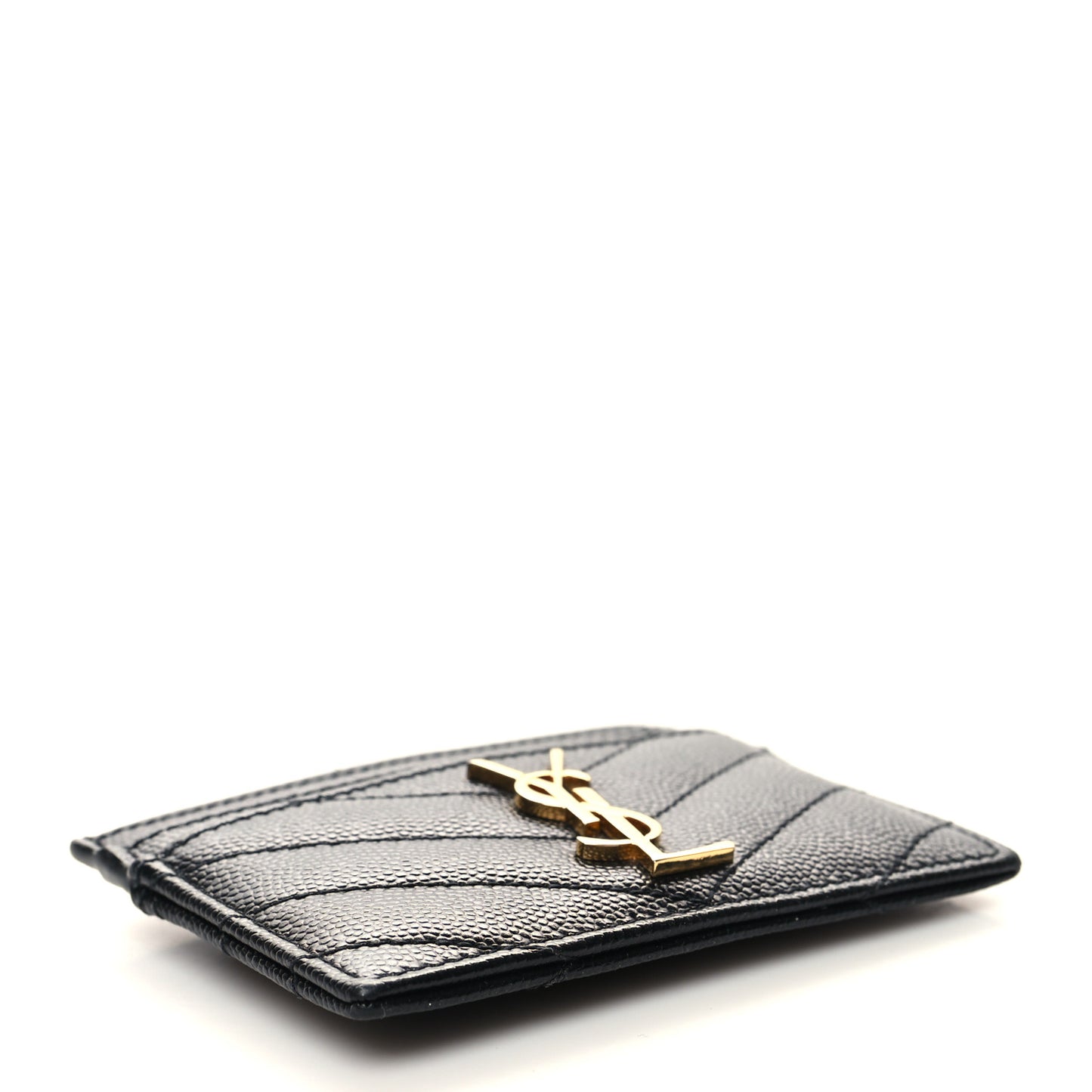 Grain De Poudre Matelasse Chevron Monogram Credit Card Case Black