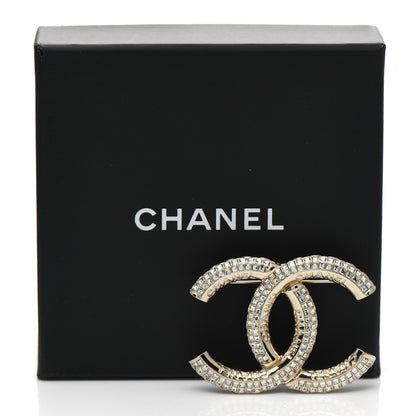 Chanel Metal Crystal Baguette CC Brooch Gold 5 of 5