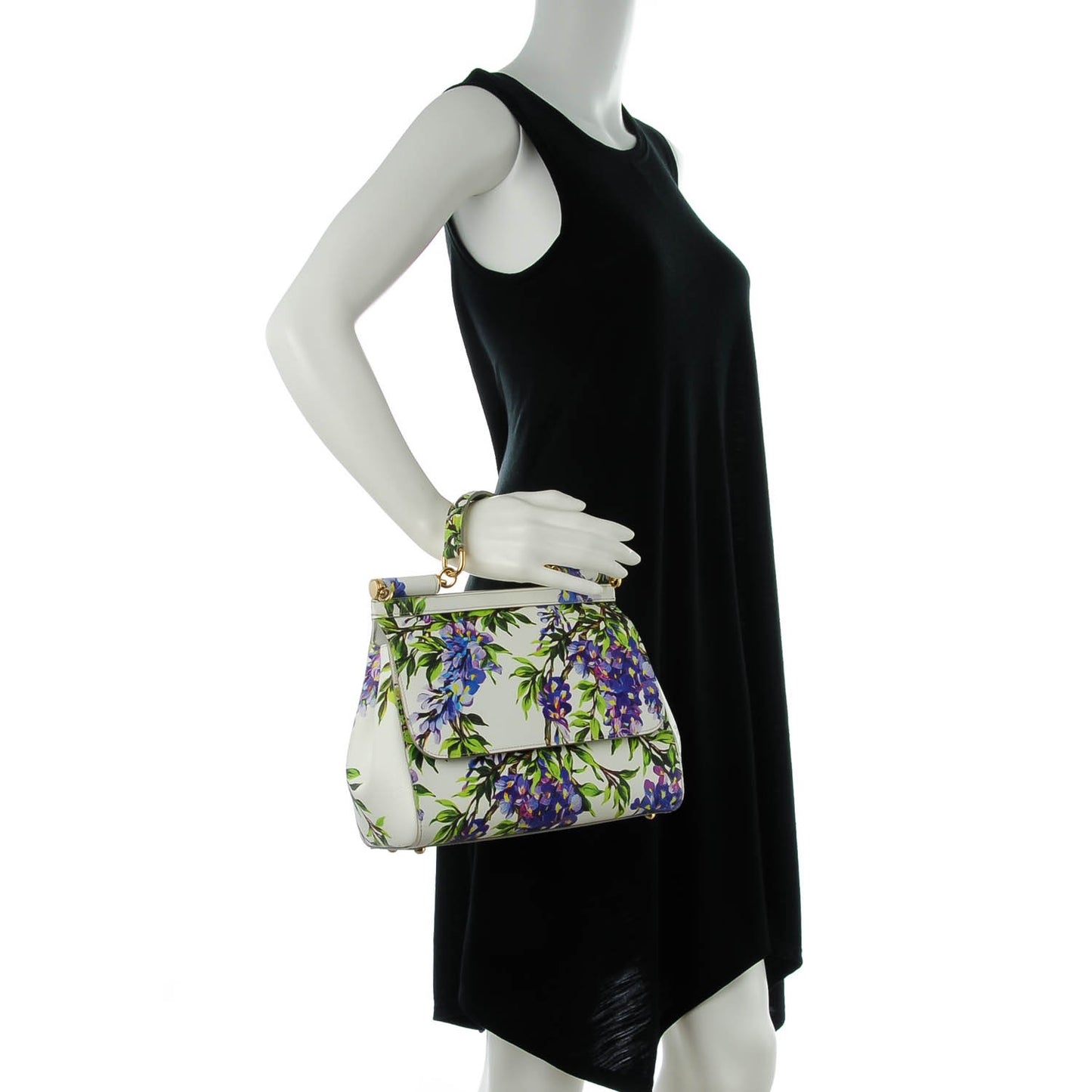Dauphine Medium Floral Print Miss Sicily Satchel White
