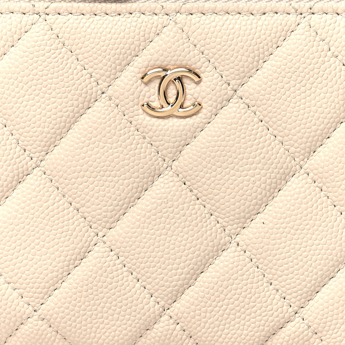 Caviar Quilted Small Cosmetic Case Light Beige