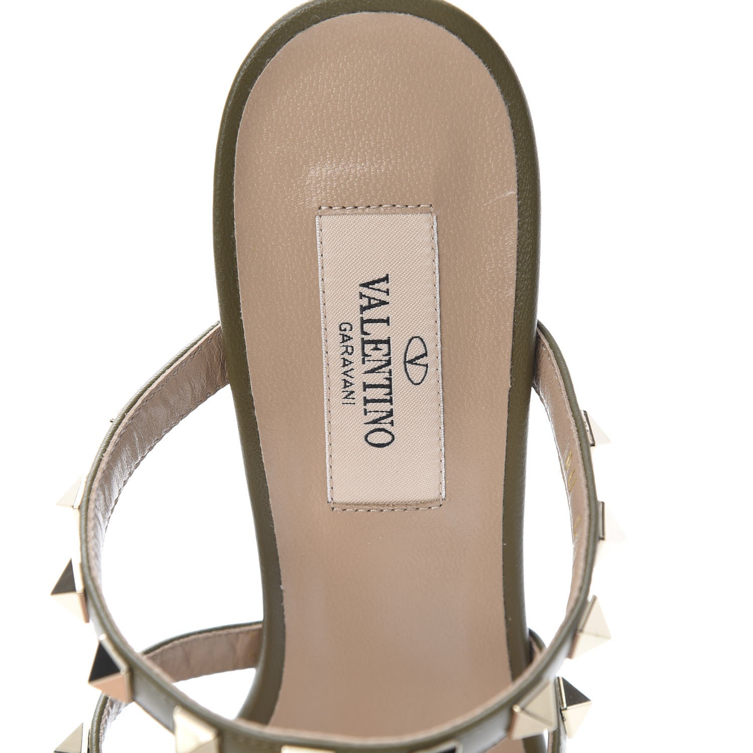 Valentino Garavani Calfskin Rockstud 60mm Caged Slide Sandals Sandals 37 Lichen 7 of 7