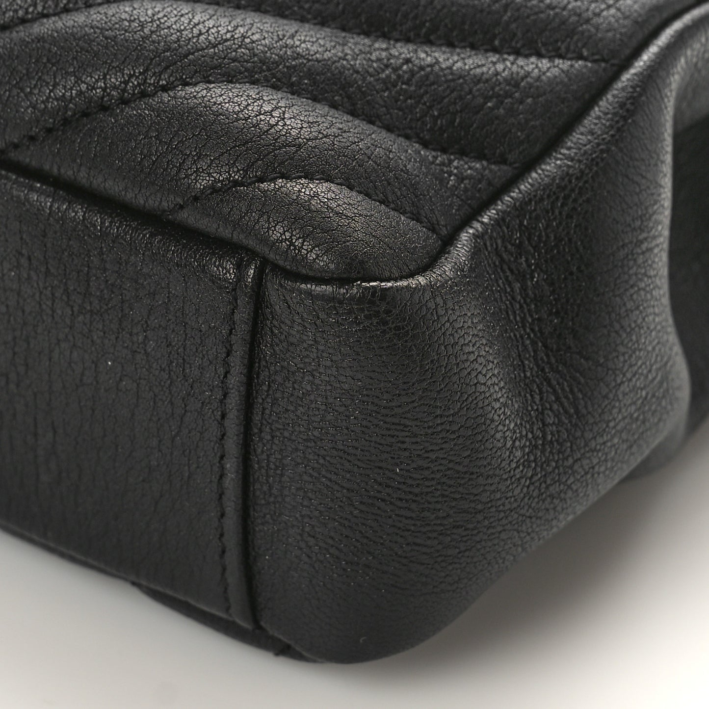 Sheepskin Matelasse Chevron Monogram Medium College Bag Black