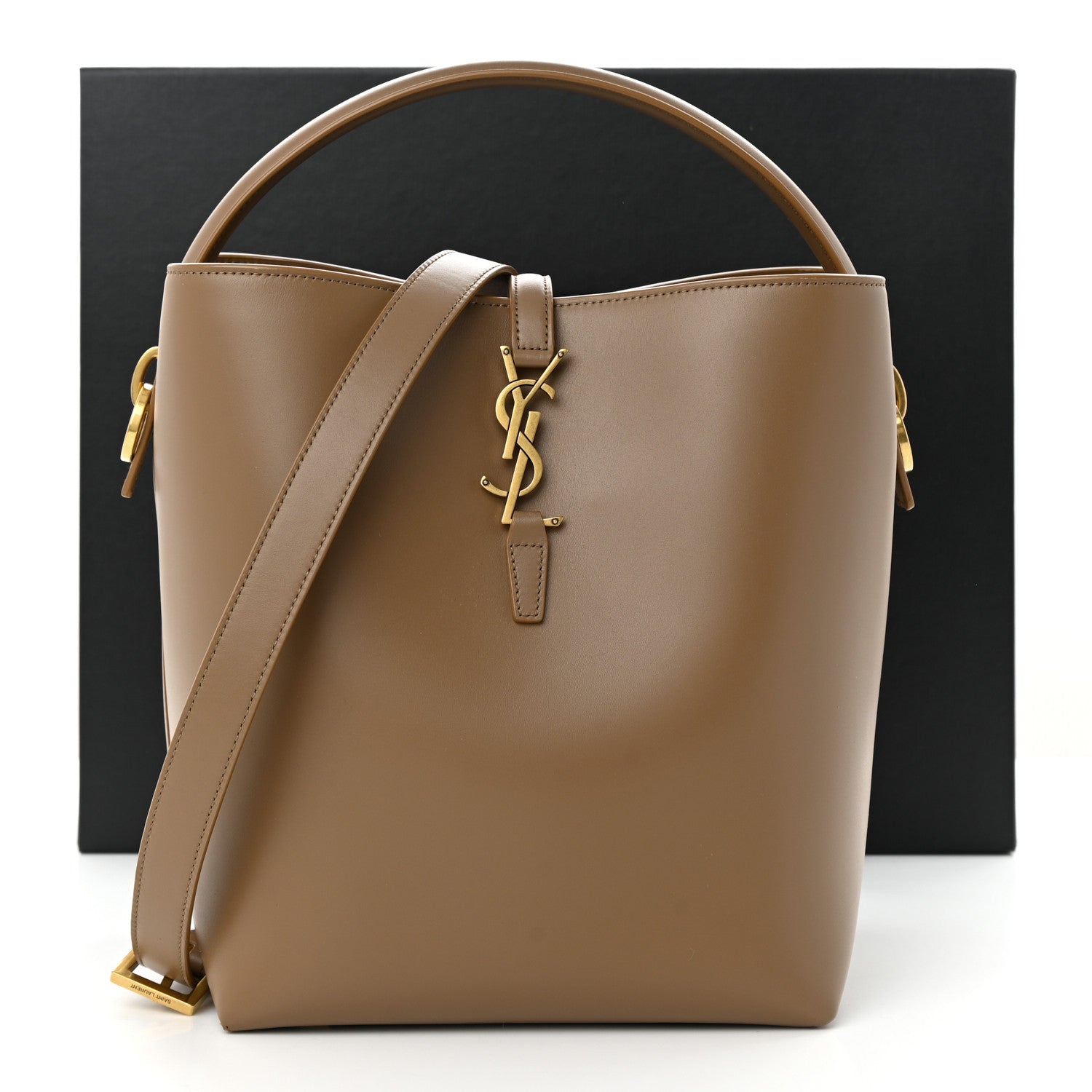 Saint Laurent Shiny Calfskin Le 37 Bucket Bag Dark Cork 12 of 12