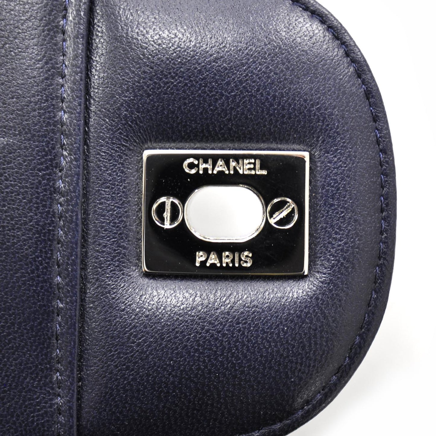 Crackled Patent Jumbo Flap Navy Blue
