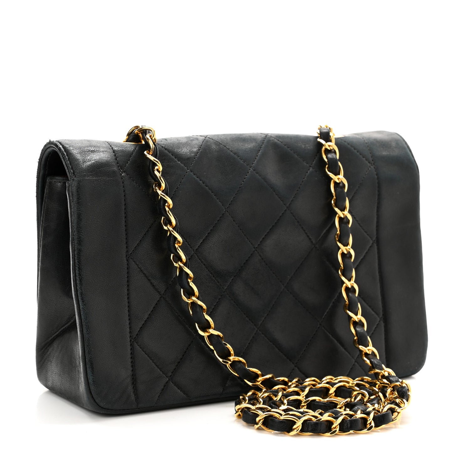 Lambskin Quilted Small Single Flap Black