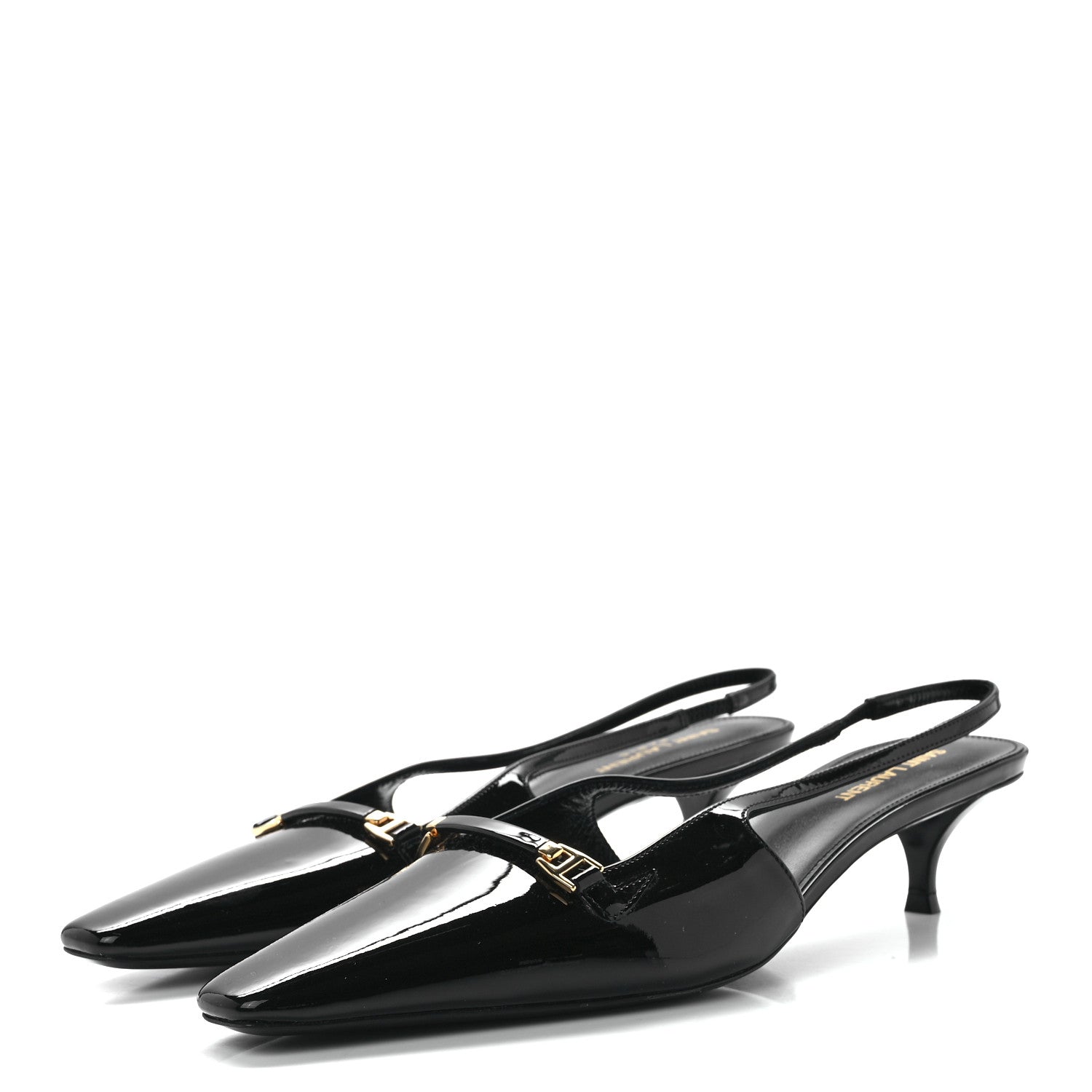 Saint Laurent Patent Bade Slingback Pumps 40 Black 3 of 8
