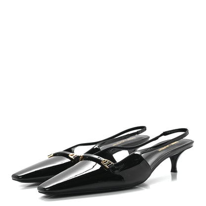 Saint Laurent Patent Bade Slingback Pumps 40 Black 3 of 8