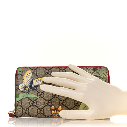 Gucci GG Supreme Monogram Tian Zip Around Wallet Beige Multicolor Red 2 of 9
