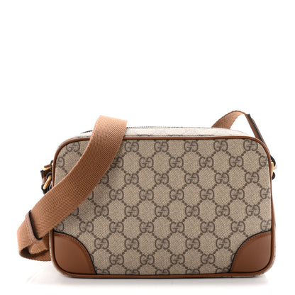 Gucci GG Supreme Monogram Textured Calfskin Emblem Mini Crossbody Beige Dark Brown 1 of 10