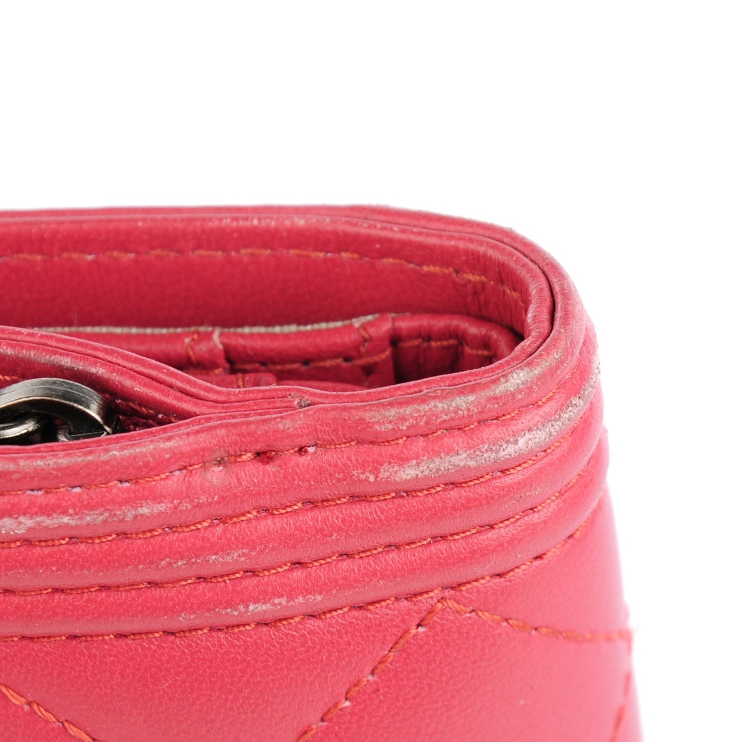 Lambskin Quilted Boy Large Zip Pocket Wallet Pink