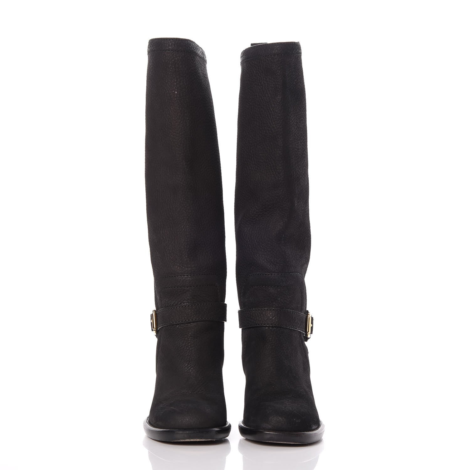Louis Vuitton Nubuck Knee High Boots 38.5 Black 2 of 9
