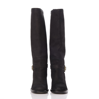 Louis Vuitton Nubuck Knee High Boots 38.5 Black 2 of 9