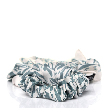 Chanel Silk CC Scrunchie and Scarf Hair Tie Set Green Ecru 3 of 5
