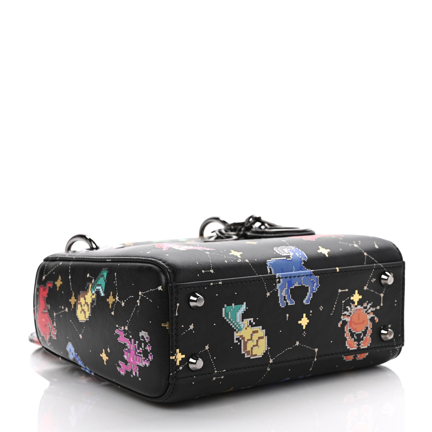 Christian Dior Calfskin Pixel Zodiac Mini Lady Dior Black Multicolor 4 of 8