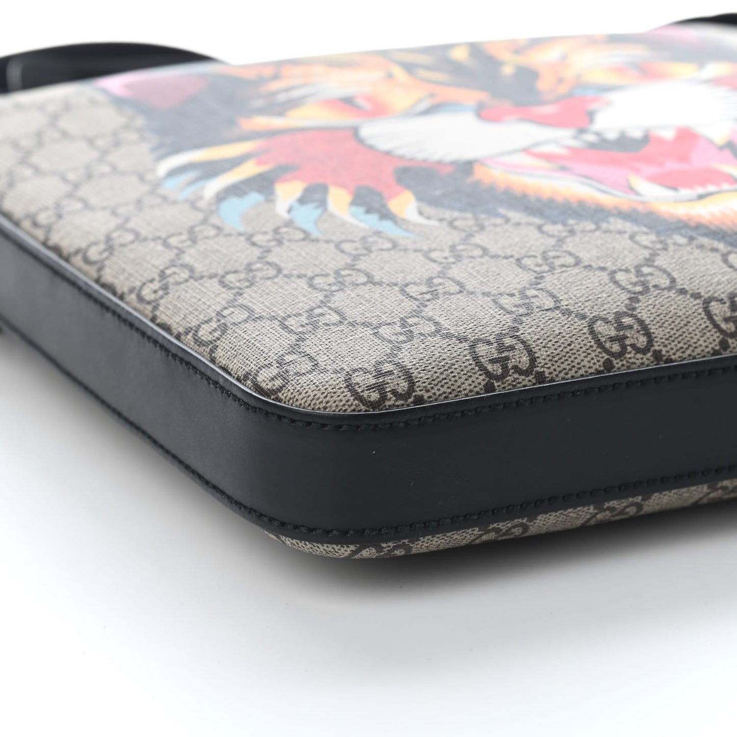 GG Supreme Monogram Angry Cat Flat Messenger Bag