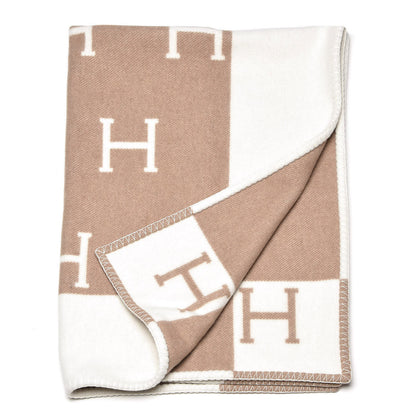 Hermes Wool Cashmere Avalon Baby Blanket Noisette Moyen White 2 of 3