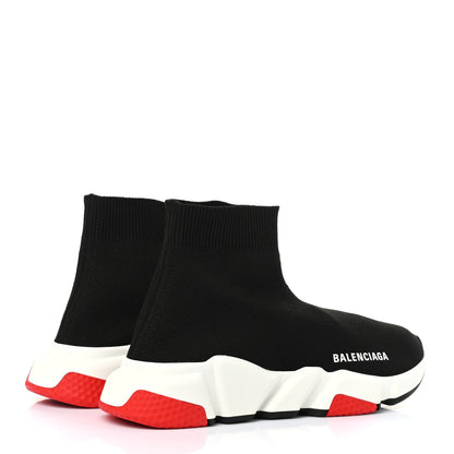 Balenciaga Neoprene Knit Womens Speed Sneakers 36 Black White Red 3 of 8