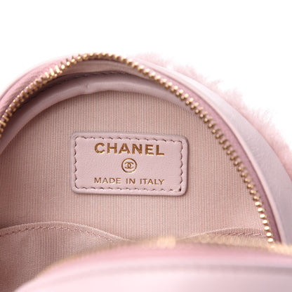 Chanel Shearling Sheepskin 19 Round Clutch With Chain Light Pink 6 of 11
