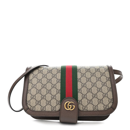 Gucci GG Supreme Monogram Web Ophidia Flap Messenger Bag Beige New Acero 1 of 10