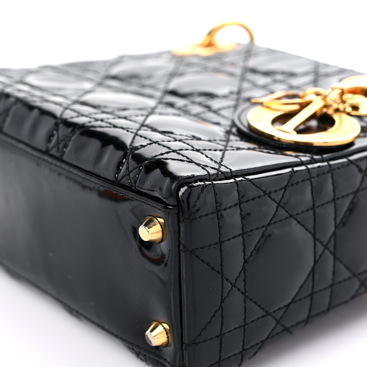 Patent Cannage Mini Lady Dior Black