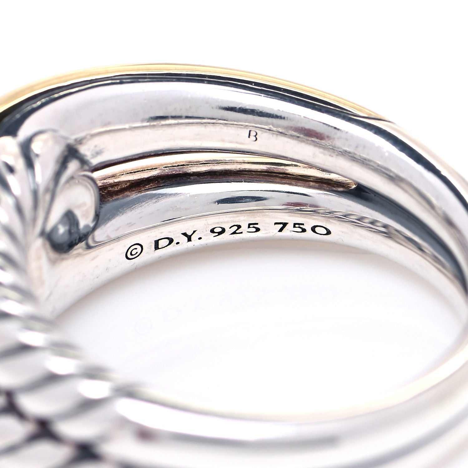 David Yurman Sterling Silver 18K Yellow Gold Single Loop Labyrinth Ring 52 6 4 of 5