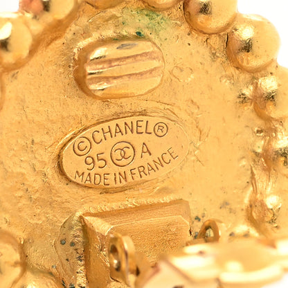 Chanel Metal CC Round Clip-On Earrings Gold Black 4 of 4