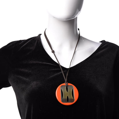 Hermes Buffalo Horn Lacquer Tonkin Necklace Orange 2 of 5