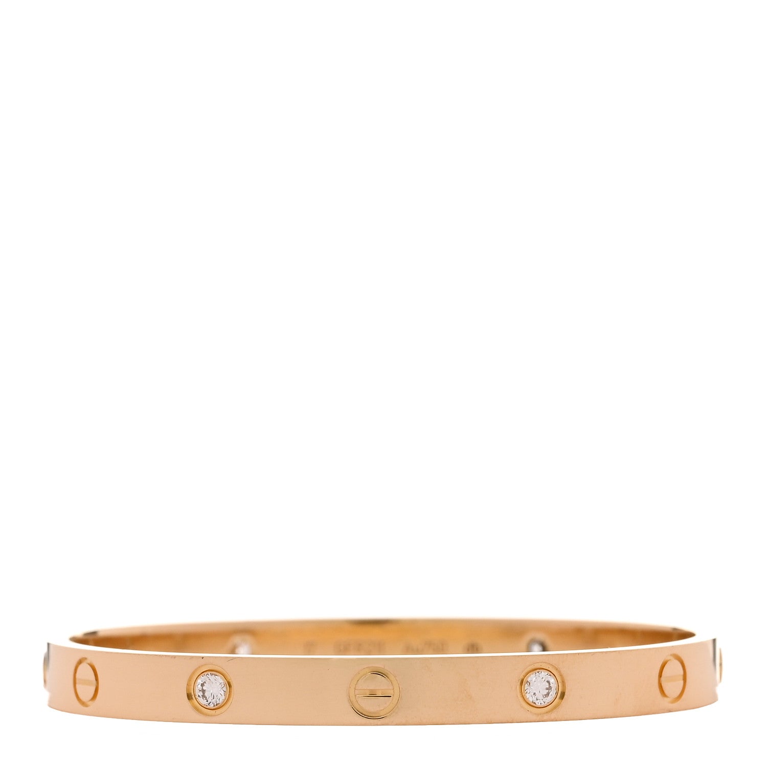 Cartier 18K Yellow Gold 4 Diamond LOVE Bracelet 17 1 of 8