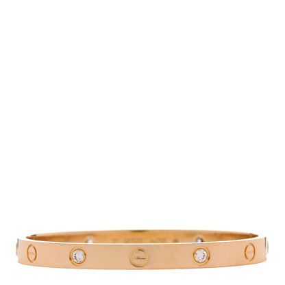 Cartier 18K Yellow Gold 4 Diamond LOVE Bracelet 17 1 of 8