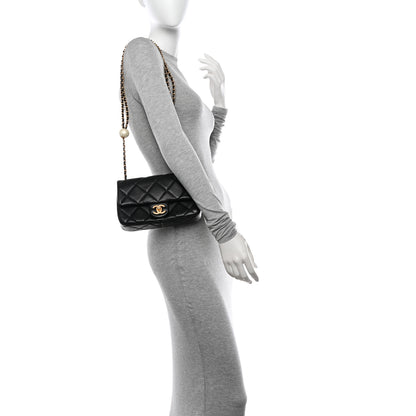 Chanel Lambskin Quilted Pearl Small Flap Black 2 of 11