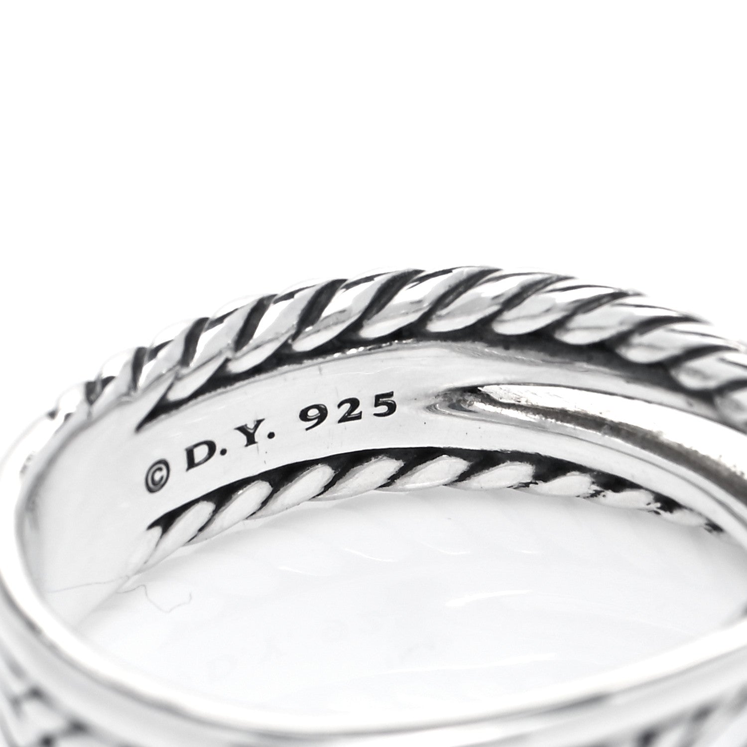 David Yurman Sterling Silver Diamond X Crossover Ring 52 6 4 of 5